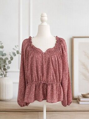 Universal Threads Women's Mauve Peasant Blouse Size Large